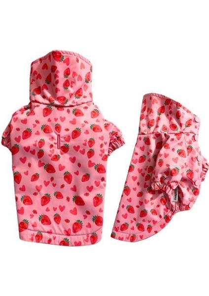 Çilekli Polarlı Küçük Irk Köpek Yağmurluğu