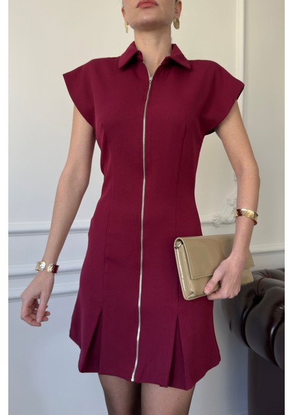 Sıfır Kol Yakalı Marka Elbise- Bordo fırsatları