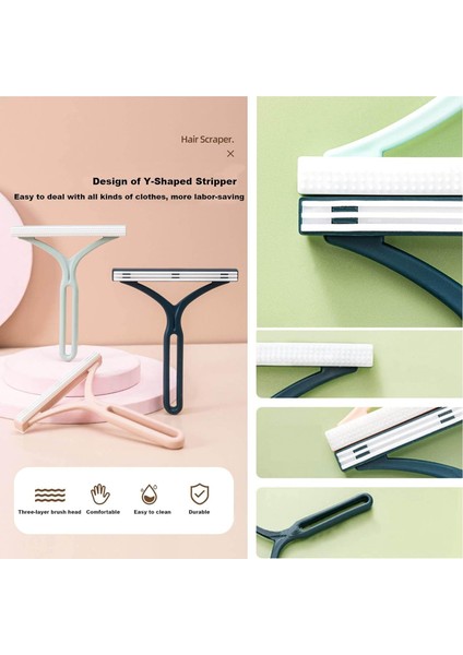 Silikon Çift Taraflı 3'Lü Kedi Köpek Kıl Tüy Temizleyici Tarak Kazak Hali Tiftik Toz Toplayıcı 3 Renk modelleri