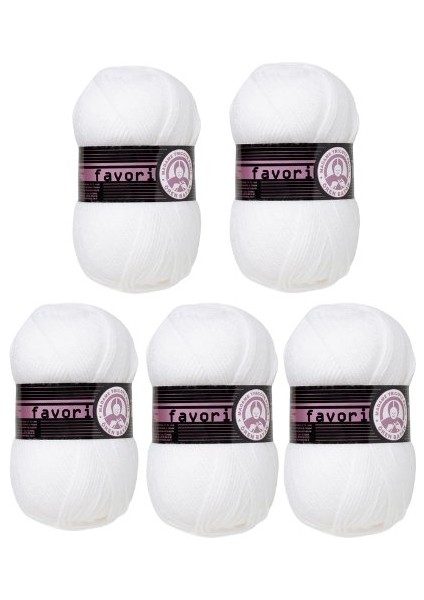 Favori Örgü İpi Kırık Beyaz ( Renk Kodu : 100 ) 5'li Paket