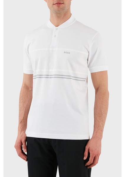 Şeritli Pamuk Regular Fit Düğmeli Kolej Yaka T Shirt Erkek T Shirt 50512996 100