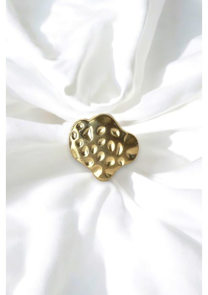 Yuvarlak Dokulu Asimetrik Gold Broş