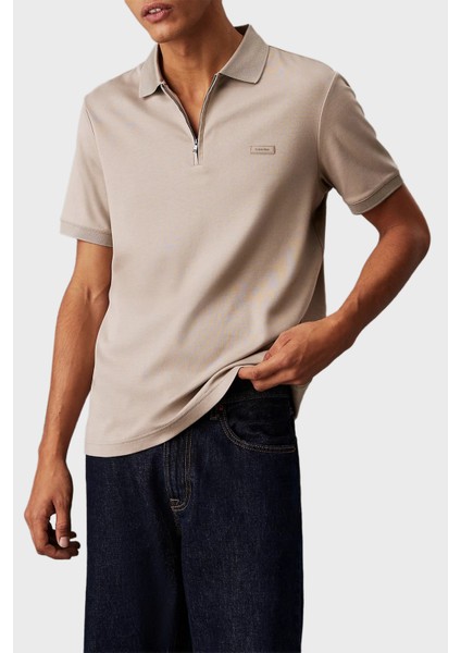 % 100 Pamuk Regular Fit Yarım Fermuarlı Polo Yaka T Shirt K10K112754RAJ Erkek Polo Yaka T Shirt K10K112754 Raj