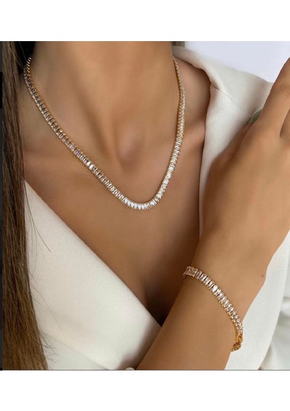 Su Yolu Zirkon Taşlı Gold Vip Bileklik Baget Kesim Kararmaz Paslanmaz modelleri