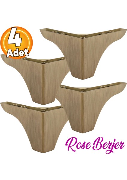 (4 Adet) Bellona Rose 9.5 cm Açık Kahverengi Mobilya Kanepe Koltuk Koltuk Ayağı Ayakları