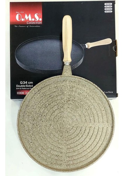 3285 Döküm Granit Yuvarlak Çift Taraflı 34 cm Gözleme Tavası Kumbeji fiyatları
