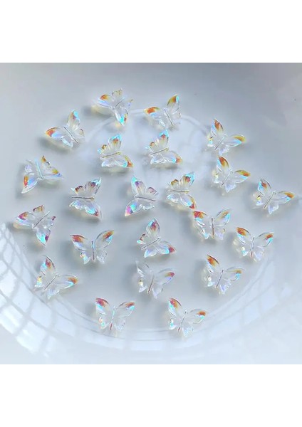 50 Adet, Parlak Ab Kristal 3D Kelebek Tırnak Aksesuarları – Tırnak Charmi -Tırnak Süsleme modelleri