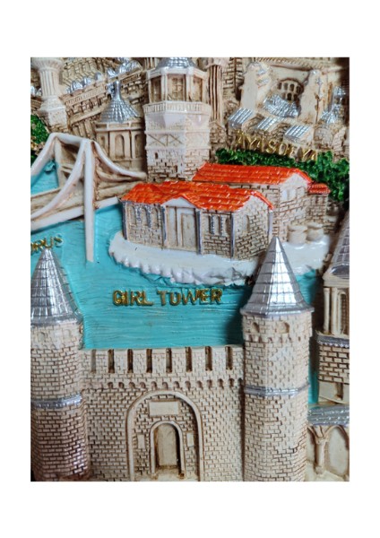 Vintage Istanbul Simgeleri Figürlü El Boyaması Dekoratif Duvar Süsü fiyatları