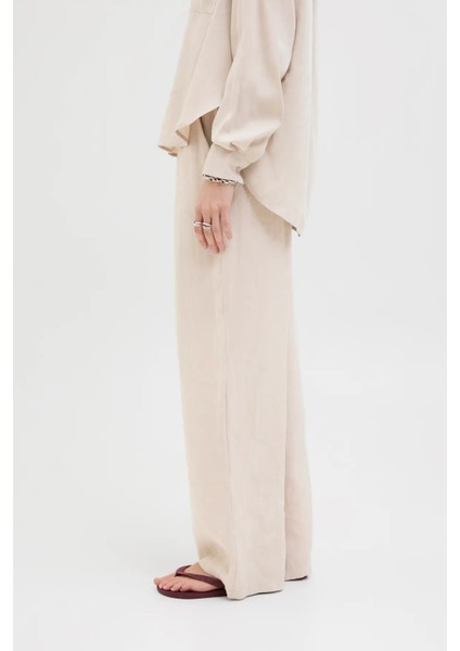 Kadın Jxfıe Rahat Kalıp Beli Lastikli ve Ip Detaylı Pantolon 12270928 Bej modelleri