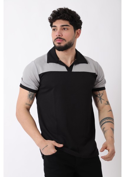 Parçalı Apaç Yaka Tişört Js C-007_30415