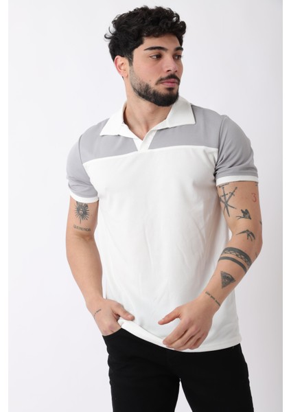 Parçalı Apaç Yaka Tişört Js C-007_30415