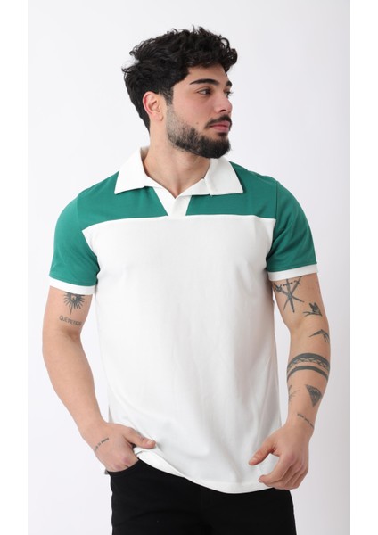 Parçalı Apaç Yaka Tişört Js C-007_30415
