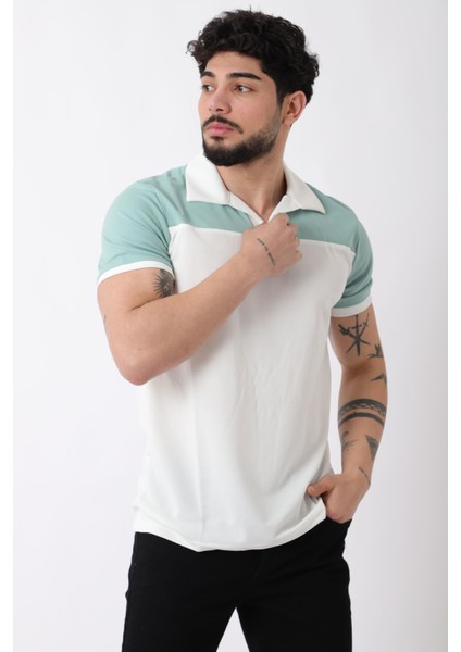 Parçalı Apaç Yaka Tişört Js C-007_30415