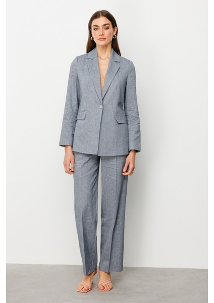 Kadın Tek Düğmeli Kapaklı Ceket 4062 Indigo modelleri