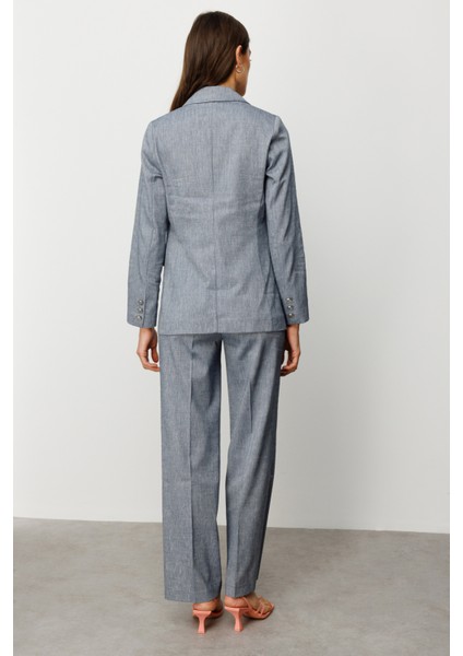 Kadın Tek Düğmeli Kapaklı Ceket 4062 Indigo indirimleri