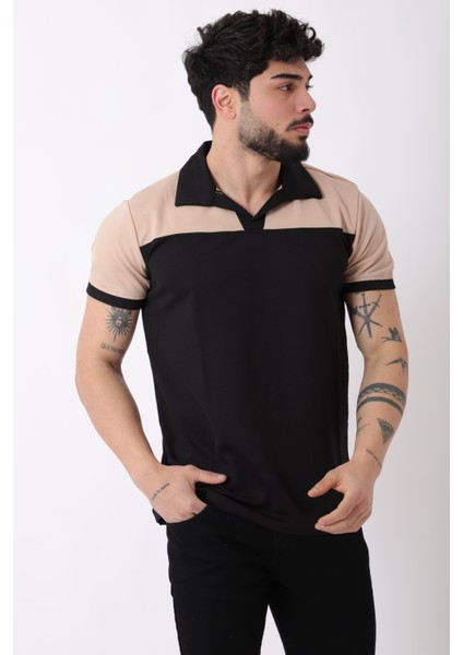 Parçalı Apaç Yaka Tişört Js C-007_30415