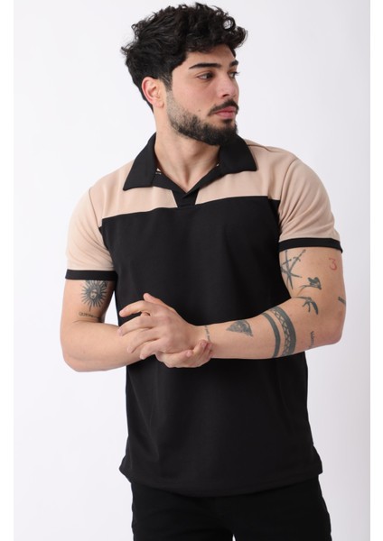 Parçalı Apaç Yaka Tişört Js C-007_30415