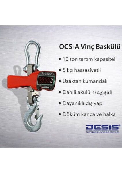 Desis Ocs-A Kumandalı Dijital Vinç Baskülü 10TON