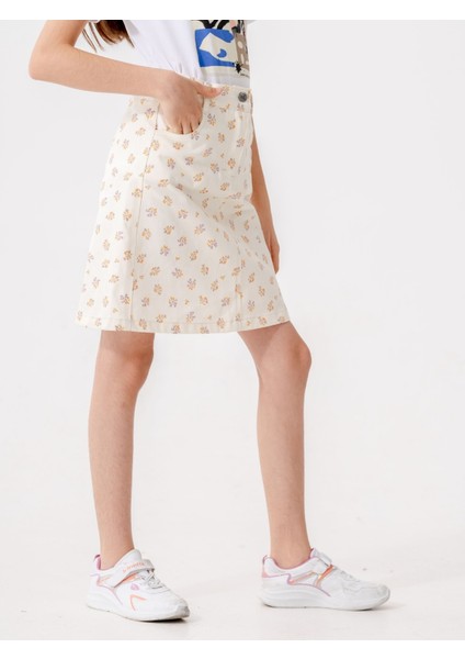 Kız Çocuk Çiçekli Keten Etek 2608 modelleri