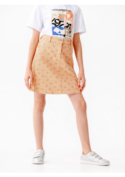 Kız Çocuk Çiçekli Keten Etek 2608 fiyatları