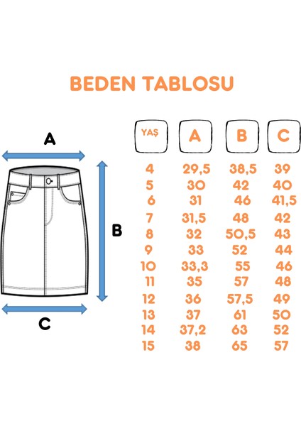 Kız Çocuk Arkası Uzun Kot Etek 2952 fiyatları