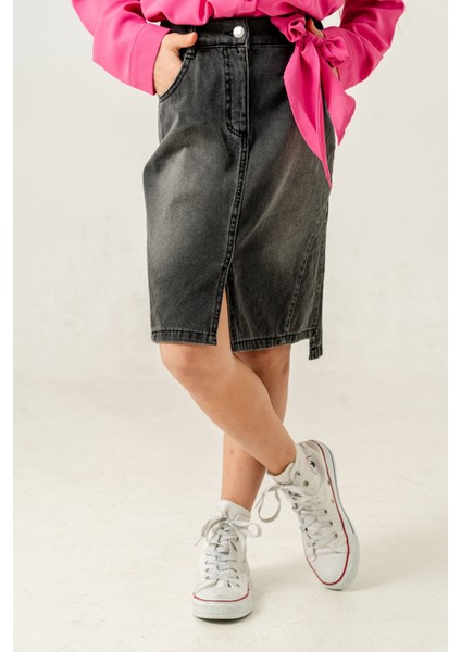 Kız Çocuk Arkası Uzun Kot Etek 2952