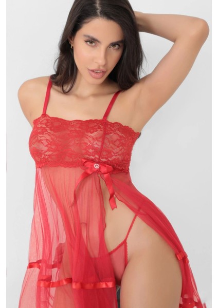 Kırmızı Şifon Pileli GECELIK-835 modelleri