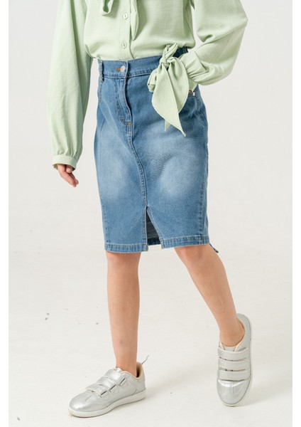 Kız Çocuk Arkası Uzun Kot Etek 2952