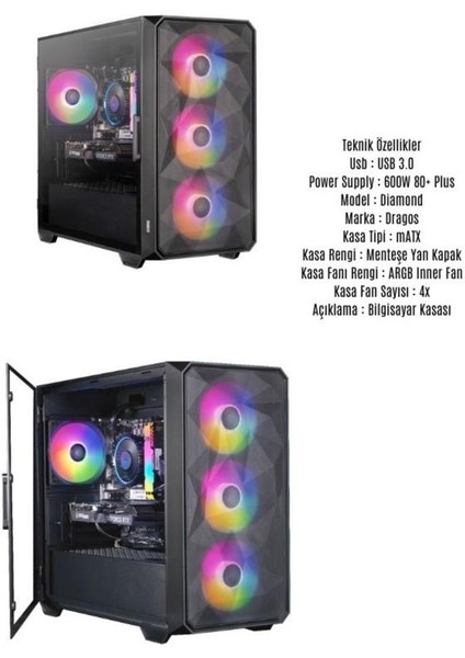 RMT2402 Ryzen 7 7700 / Rtx 4060 / 32GB Ddr5 Ram / 1tb M2 Masaüstü Oyuncu Bilgisayarı