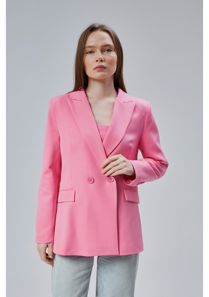 Kadın Salaş Kesim Astarlı Dokuma Blazer Ceket