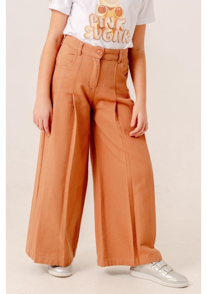 Kız Çocuk Pileli Geniş Keten Pantolon 2573