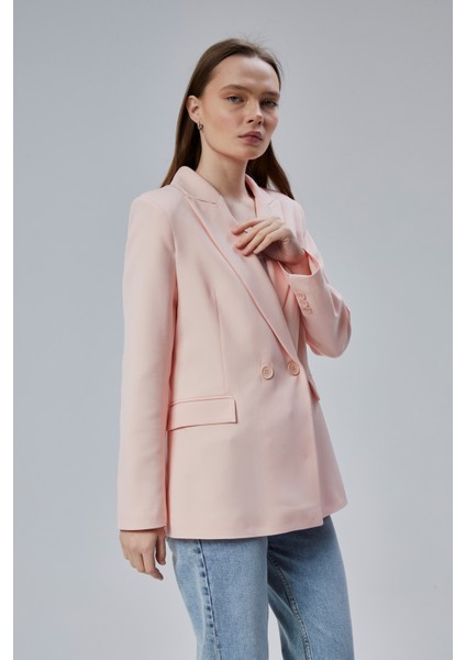 Kadın Salaş Kesim Astarlı Dokuma Blazer Ceket