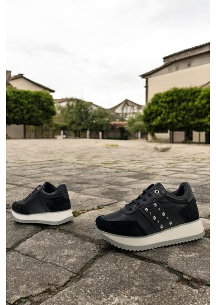 D25YA-560 Siyah Kadın Sneaker Deri Tam Ortopedik Casual Günlük Ayakkabı indirimleri