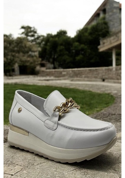 D25YA-3510 Beyaz Deri Tam Ortopedik Kadın Casual Günlük Ayakkabı