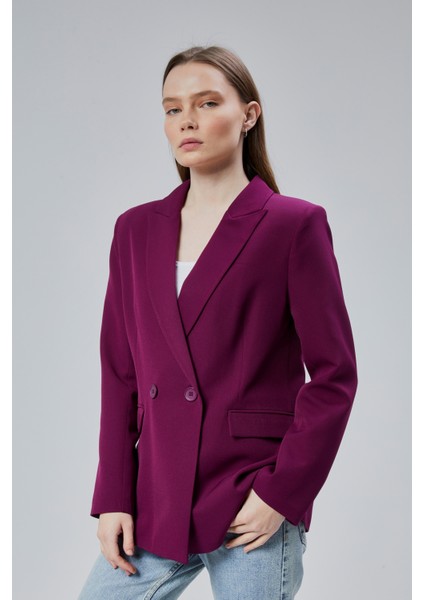 Kadın Salaş Kesim Astarlı Dokuma Blazer Ceket modelleri