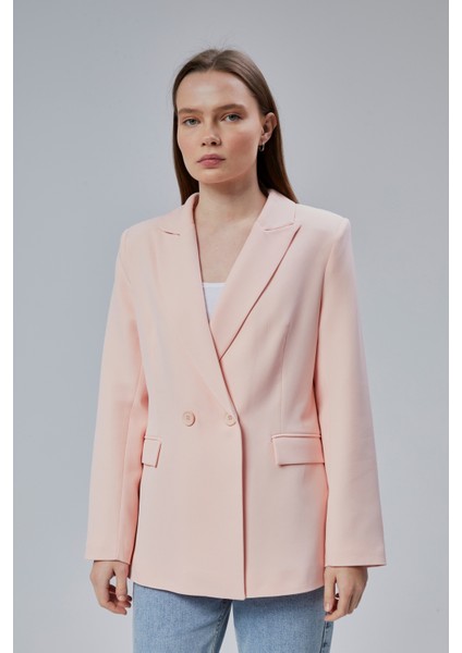 Kadın Salaş Kesim Astarlı Dokuma Blazer Ceket
