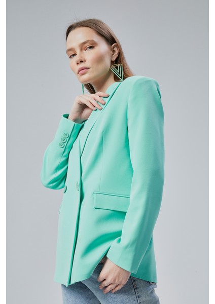 Kadın Salaş Kesim Astarlı Dokuma Blazer Ceket modelleri