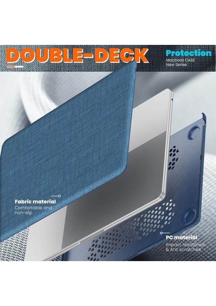 Apple MacBook Air 13.6 M3 2024 Katlanabilir Standlı Kumaş Görünümlü Business Design Kapak Kılıf A3113