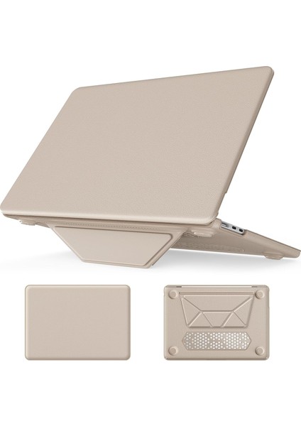 Apple MacBook Air 15 M3 Çipli 2024 Katlanabilir Standlı Deri Görünümlü Business Design Kapak Kılıf A3114