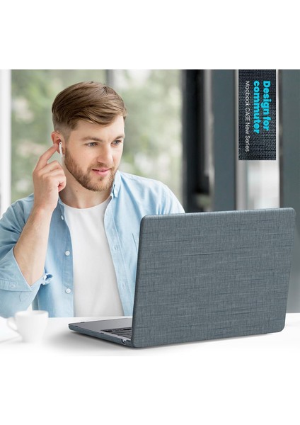 Apple MacBook Pro 13.3 Inc Katlanabilir Standlı Kumaş Görünümlü Business Design Kapak Kılıf A2338 A2289 A2251 A2159 Seri indirimleri