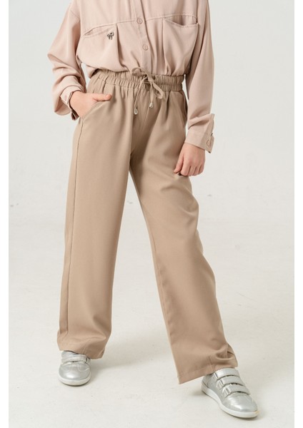 Kız Çocuk Paça Pensli Keten Pantolon 2566