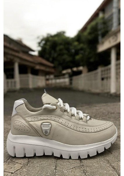 D25YA-3485 Krem Kadın Sneaker Deri Tam Ortoepedik Casual Günlük Ayakkabı fiyatları