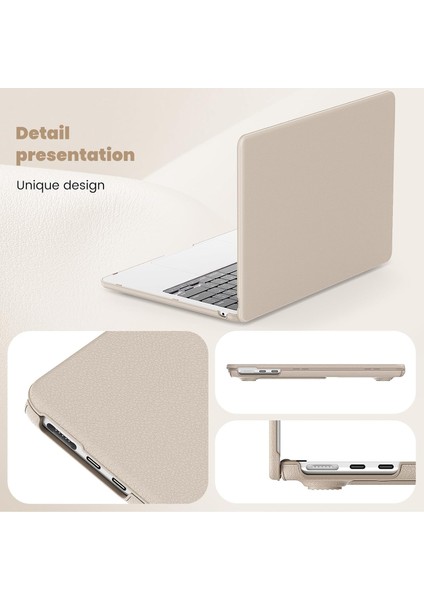 Apple MacBook Air 13.6 M2 Çipli 2022 Katlanabilir Standlı Deri Görünümlü Business Design Kapak Kılıf A2681
