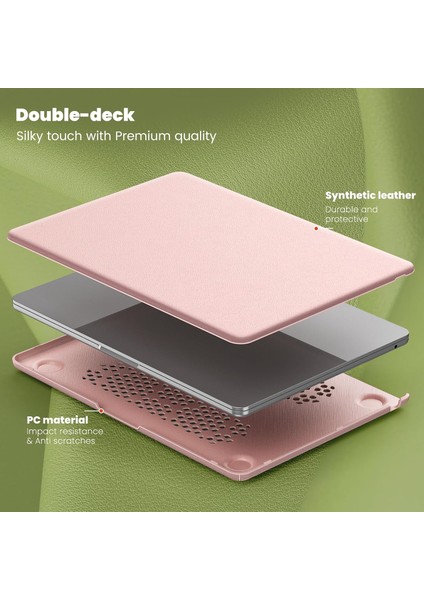 Apple MacBook Pro 14 M4 Çipli 2024 Katlanabilir Standlı Deri Görünümlü Business Design Kapak Kılıf A3112 A3185 A3401