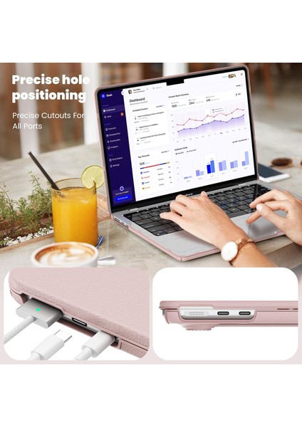 Apple MacBook Pro 14 M4 Çipli 2024 Katlanabilir Standlı Deri Görünümlü Business Design Kapak Kılıf A3112 A3185 A3401