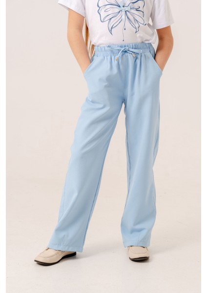 Kız Çocuk Paça Pensli Keten Pantolon 2566