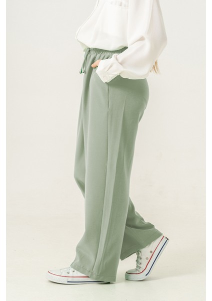 Kız Çocuk Paça Pensli Keten Pantolon 2566