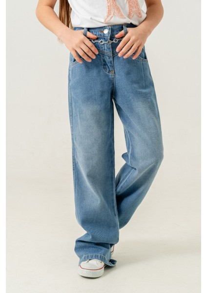 Kız Çocuk Paça Katlı Kot Pantolon 2184 fiyatları