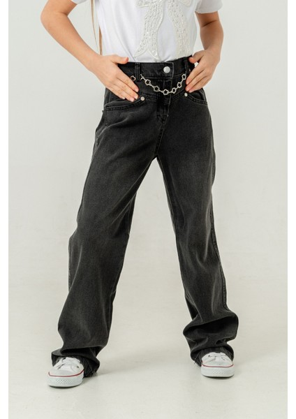 Kız Çocuk Paça Katlı Kot Pantolon 2184 modelleri