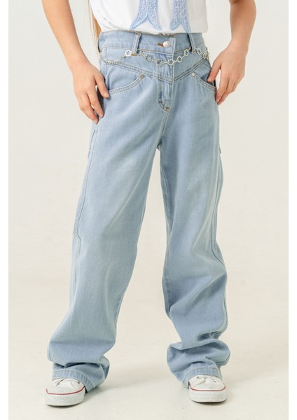 Kız Çocuk Paça Katlı Kot Pantolon 2184 fiyatları